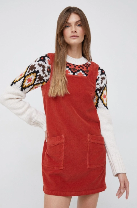 Pepe Jeans rochie culoarea portocaliu, mini, drept