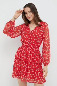 Pepe Jeans rochie culoarea rosu, mini, evazati