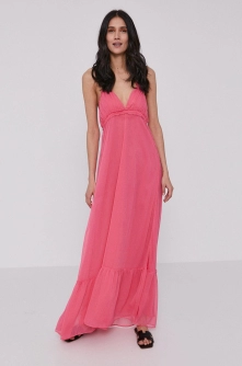 Pepe Jeans Rochie Halifaxe culoarea roz, maxi, evazata