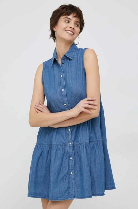 Pepe Jeans rochie jeans Arya mini, evazati
