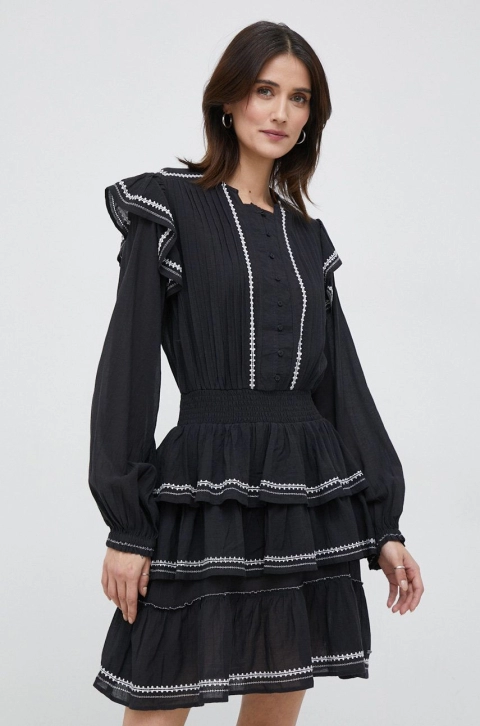Pepe Jeans rochie Paula culoarea negru, mini, evazati