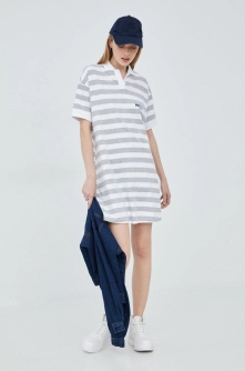 Prosto rochie din bumbac Stripie culoarea gri, mini, oversize