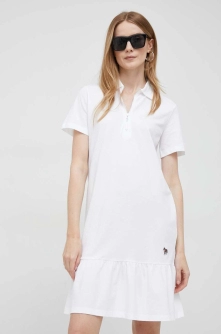 PS Paul Smith rochie din bumbac culoarea alb, mini, drept