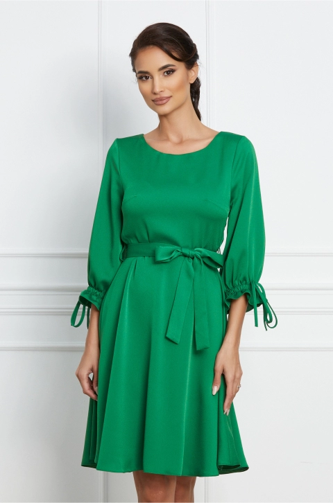 Rochie Anita verde cu cordon in talie