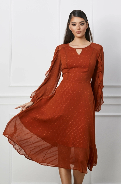 Rochie Antonia caramizie cu model in relief