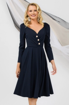 Rochie bleumarin Pretty Girl eleganta in clos cu decolteu inima
