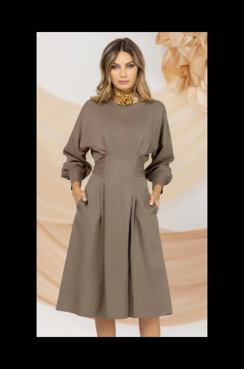 Rochie cafenie Pretty Girl de zi din Lyocell