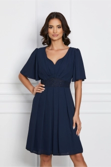 Rochie Camelia bleumarin cu glitter in talie