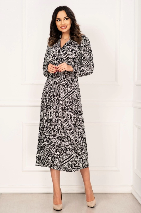 Rochie dama de zi din vascoza cu imprimeu geometric