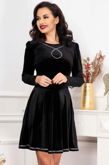 Rochie dama in clos neagra Anissa din catifea