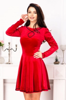 Rochie dama in clos rosie din catifea Anissa