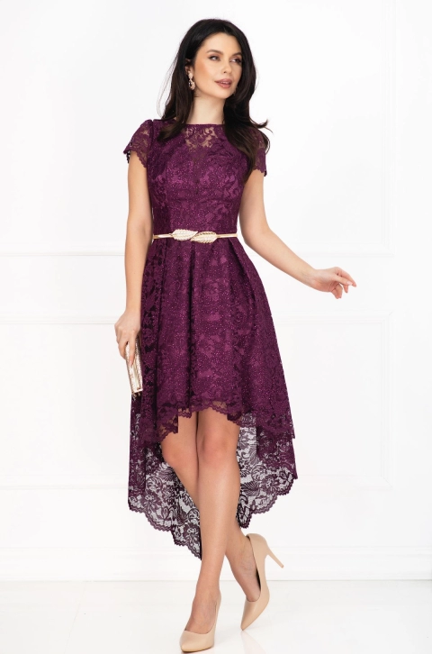 Rochie de ocazie eleganta mov asimetrica cu sclipici