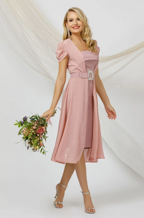 Rochie de ocazie eleganta rose Pretty Girl din doua piese