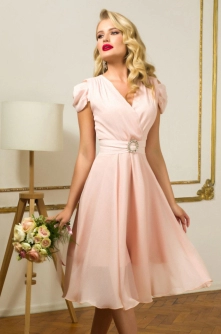 Rochie de ocazie Pretty Girl rose cu fir lurex si catarama pretioasa