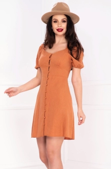 Rochie de vara caramizie din in