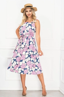 Rochie de vara in clos cu volanas si imprimeu floral colorat