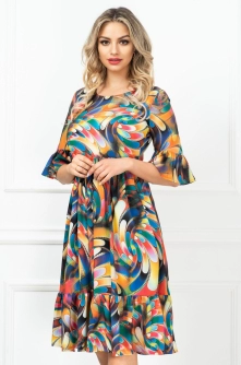 Rochie de vara InPuff din voal lejera multicolora
