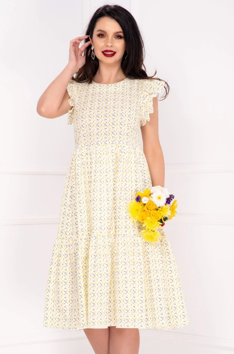 Rochie de vara InPuff in clos lejera cu volanase la maneci si lamaite