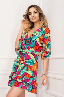 Rochie de vara scurta cu volane si imprimeu vibrant By InPuff