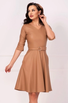 Rochie de zi din piele ecologica camel in clos