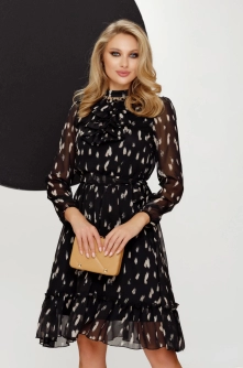 Rochie de zi Fofy in clos din voal cu imprimeu tip pictura