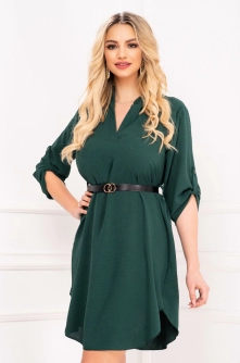 Rochie de zi lejera verde din vascoza cu accesoriu curea