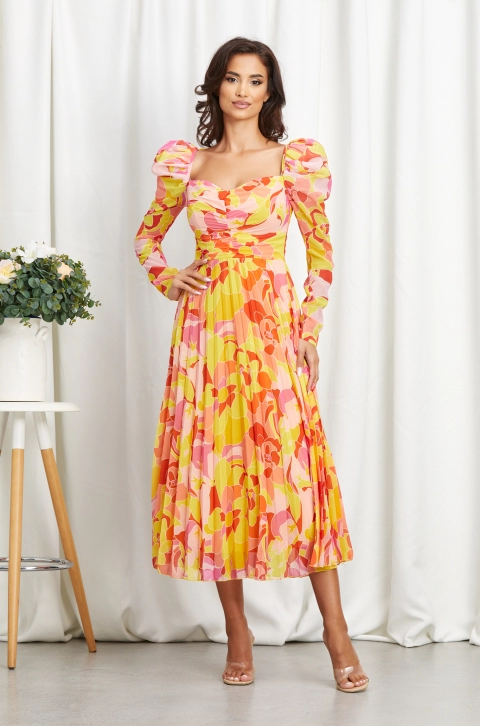 Rochie Derika Galben Floral
