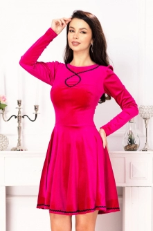 Rochie din catifea in clos Anissa fucsia