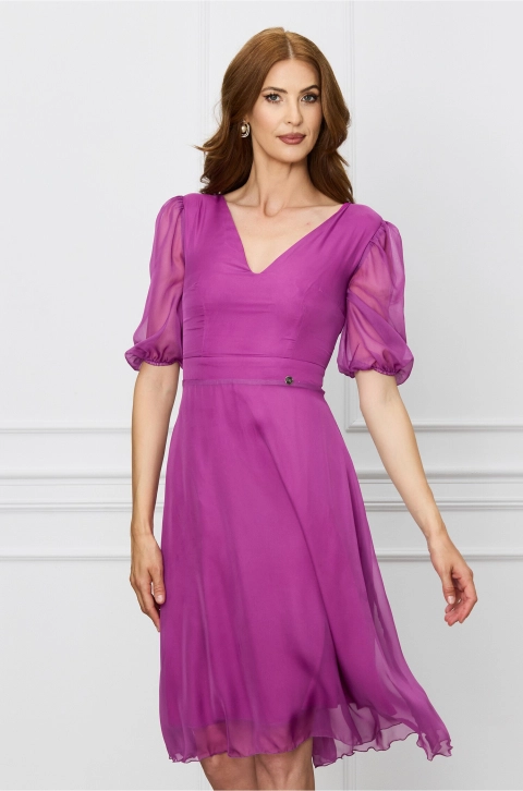 Rochie Dy Fashion mov vaporoasa din voal