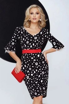 Rochie eleganta Fofy cu maneca clopot si aplicatii de dantela