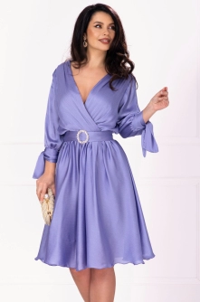 Rochie eleganta Saray lila in clos cu catarama pretioasa