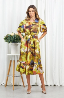 Rochie Eliza Galben Multi