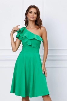 Rochie LaDonna verde cu volanase la bust