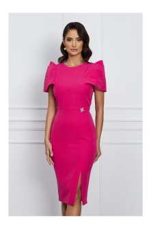 Rochie MBG fucsia cu umeri bufanti