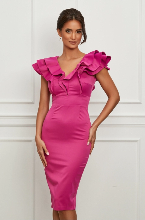 Rochie MBG fucsia cu volane maxi