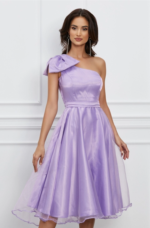 Rochie MBG lila cu funda pe umar