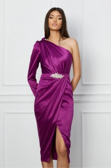 Rochie MBG magenta cu aplicatie in talie