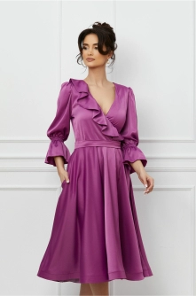 Rochie MBG magenta cu volanas la bust