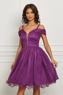 Rochie MBG mov cu glitter si umeri goi