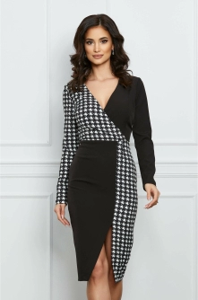 Rochie MBG neagra cu imprimeu picior de cocos alb