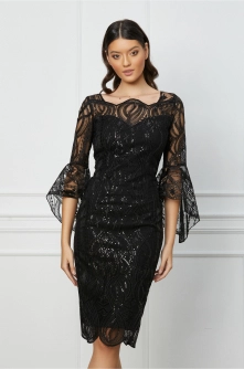 Rochie MBG neagra din dantela cu paiete