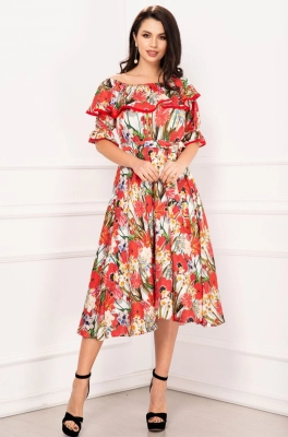 Rochie midi de zi Effect in clos cu imprimeu floral