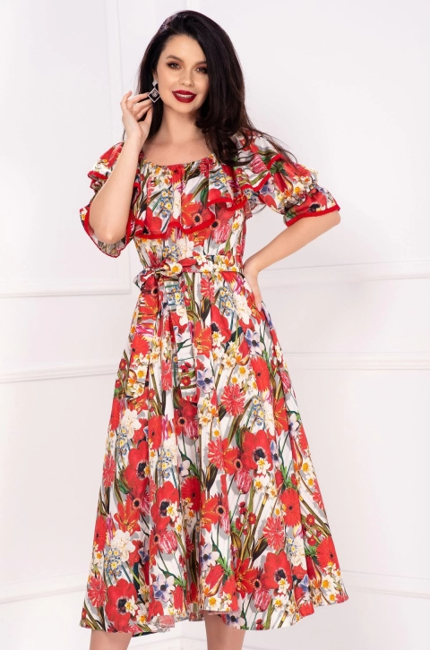 Rochie midi de zi Effect in clos cu imprimeu floral