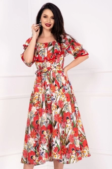 Rochie midi de zi Effect in clos cu imprimeu floral