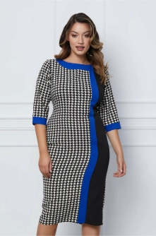 Rochie Mira albastru-negru cu imprimeu picior de cocos