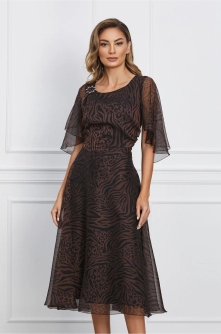Rochie Miruna maro cu animal print
