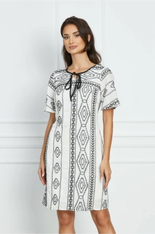 Rochie Moze alba cu broderie neagra