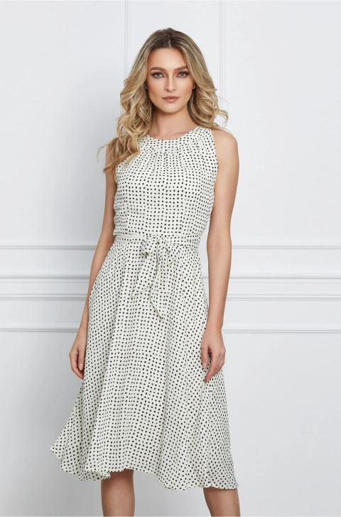 Rochie Moze alba din voal cu buline negre