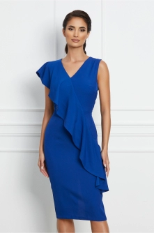 Rochie Moze albasta cu volan maxi