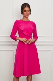 Rochie Moze fucsia cu volane pe bust